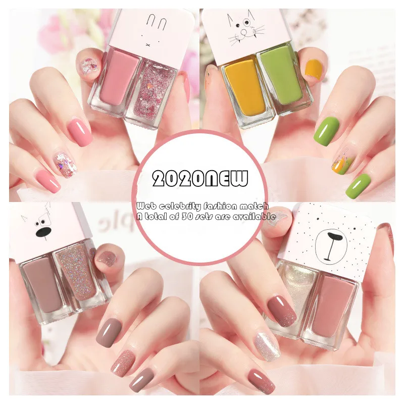 RTS New design spring and summer twin nail polish wholesale non-tearable cross-border nail polish free baking nail art