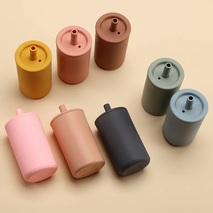 2024, оптовая продажа, Нетоксичная моющаяся детская силиконовая соломенная чашка с крышками