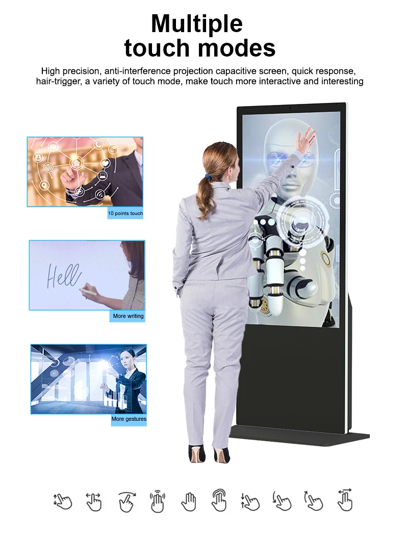 Factory Supply LCD Touch Screen Panel Kiosk Advertising LCD Display Floor Stand Digital Kiosk Signage Advertising Screen