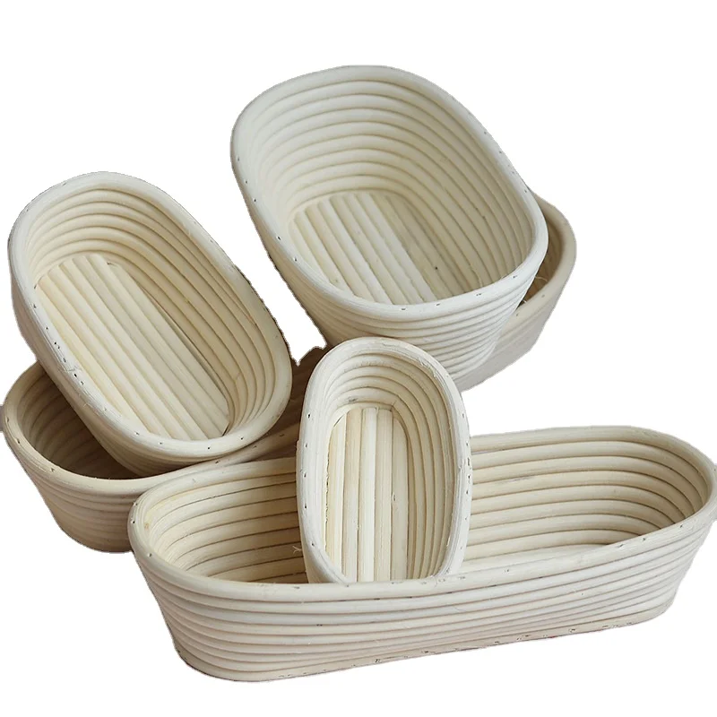 ECO-friendly rattan Baking basket home use rattan Proofing Bread Basket with liner  Oval Proofing Bread Basket 13 Inch