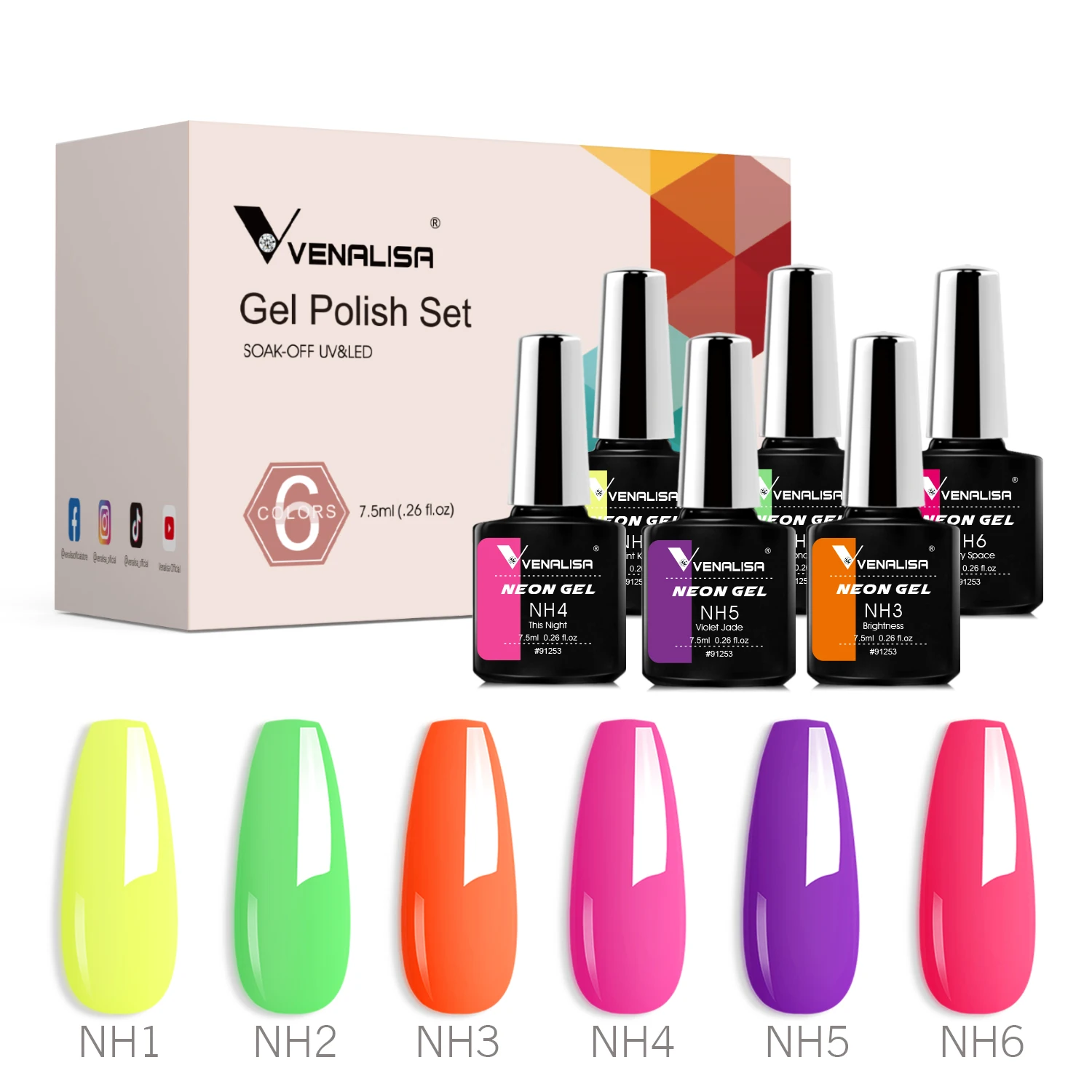New Venalisa 6 Colors  Nail Salon  UV Nail Gel Polish Kit Hot Sale Set