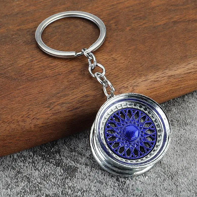 Car Rims Key Chain Turbo Shock Absorber Gear Brake Disc Wheel hub metal Rim Keychain