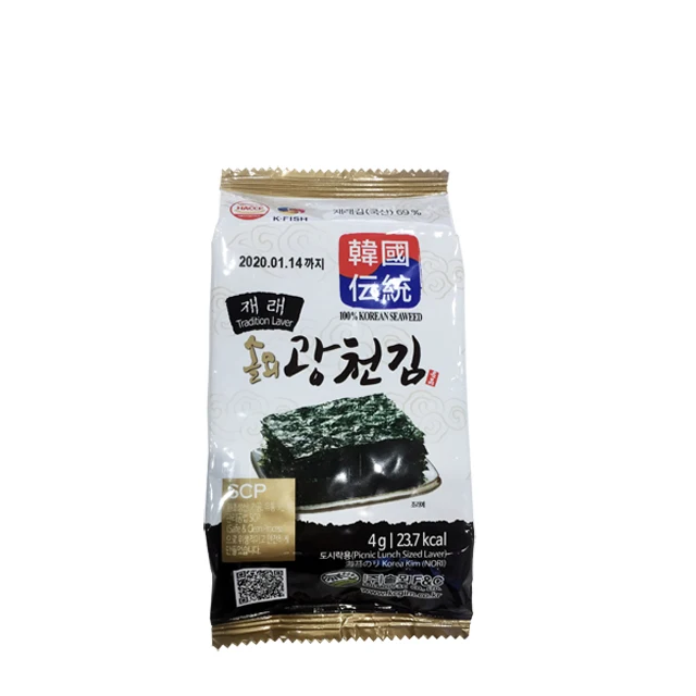 HACCP Certified Korean Kwangcheon Full Size Roasted & Seasoned Laver (Shushi Nori) Seaweed Traditional Taste 20g  5sheets Pack