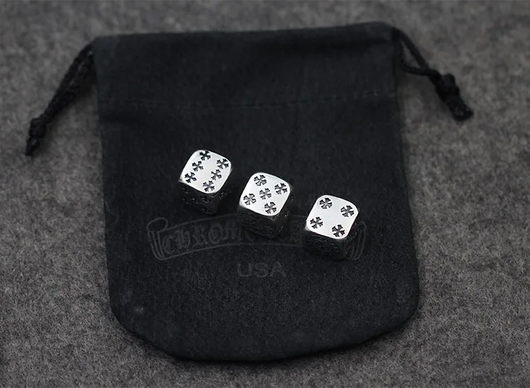  Silver sieve dice Fun accessories Luxury office ornaments Cross solid bar screen Thai silver