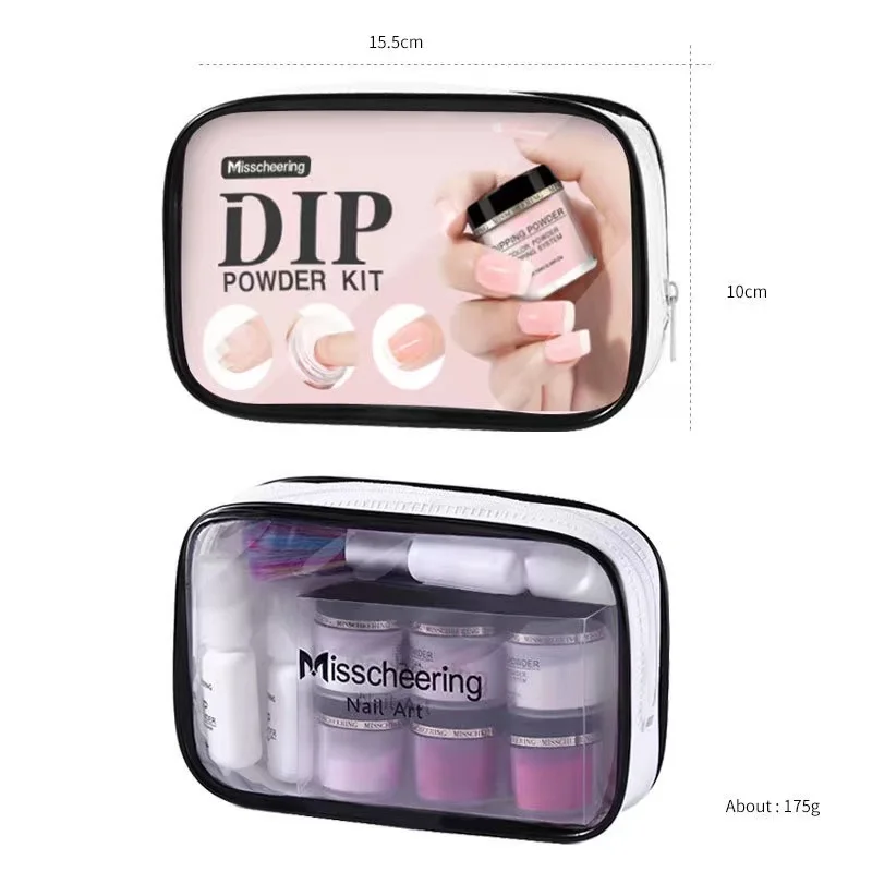 Top Quality Nail Art Dip Powder Kit With 6 Colors Dipping Powder Base &Top Coat Cleaner Brush For Nail DIY