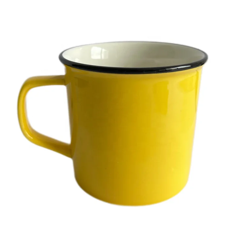 600ml Ceramic Dolomite Yellow  Mug 21Oz Coffee Mug Durable Thick Walled Home Style Drinkware with Decal logo