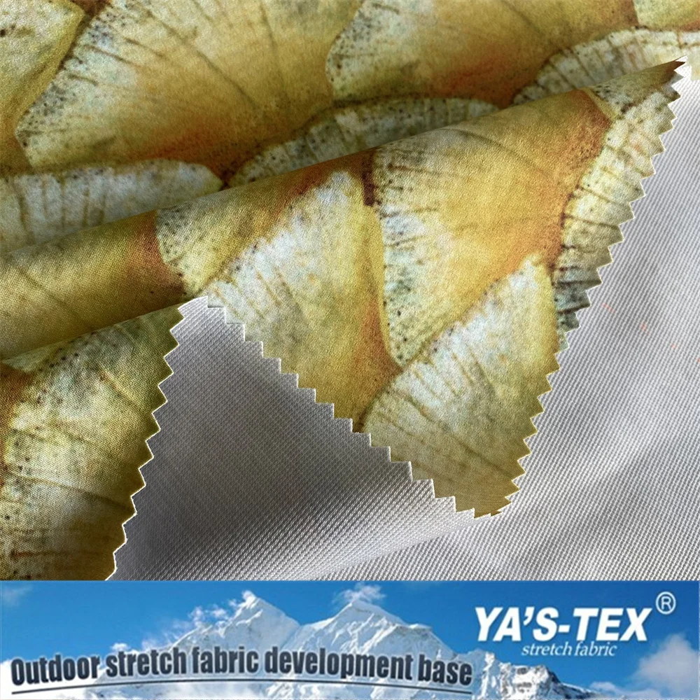 
Print fabric laminated PTFE membrane bonded tricot Polyester fabric waterproof for outdoor garment 