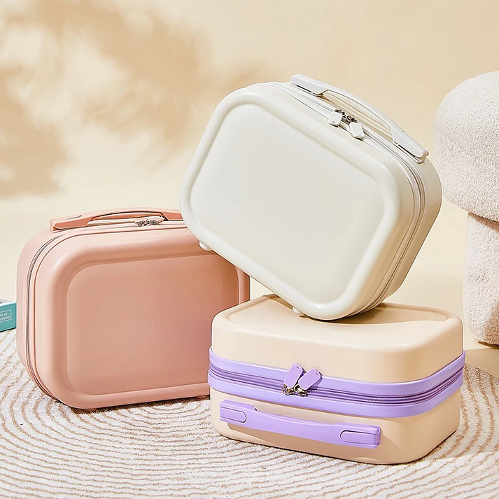 14 Inch ABS Portable Mini Storage Luggage Small Travel Cosmetic Cases Suitcases for Girls Makeup Usage Toilet Bag Included