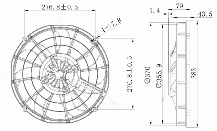 14 inch 12V/24V IP68 plastic blower axial fan dc brushless electronic condenser fan replace Spal