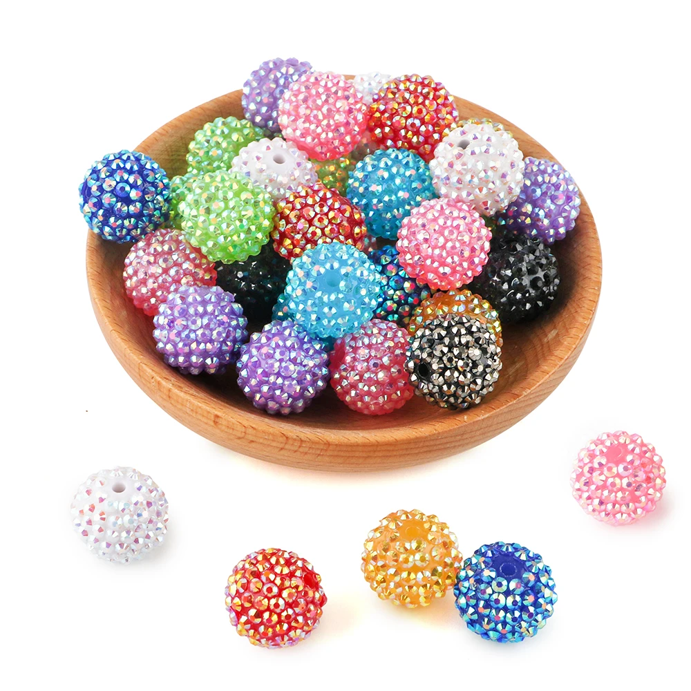 Custom Round Bubblegum hrysoprase Beads Acrylic Rhinestone Chunky Beads Diy 14mm16mm20mm Mix Color Beads For Pens Jewelry