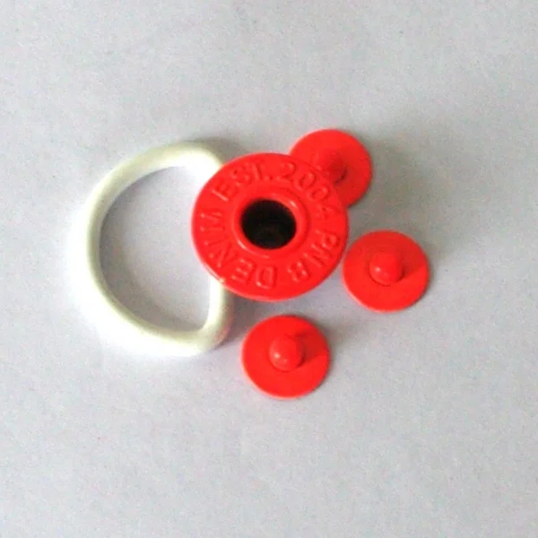 New 17mm Custom Denim Logo Jeans Painting  Fluorescent Orange Shank Tack Open Button and Rivet