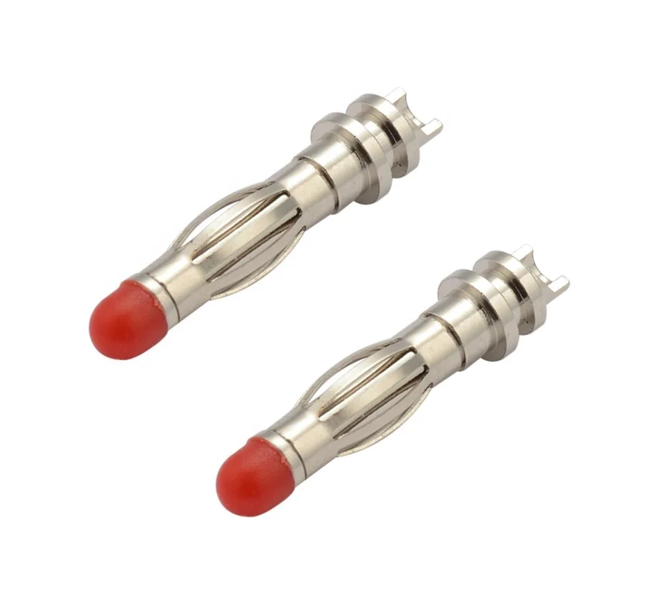 ROHS 24k gold plated brass medical gold banana plug jack uninsulated connector with red bullet plastic head