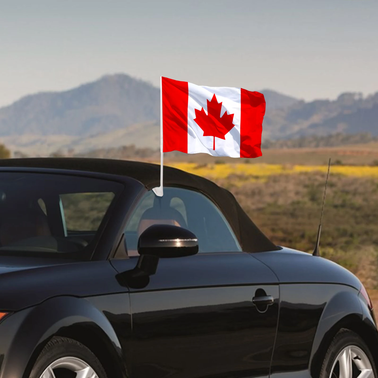 Custom-sized Promotional Canada Car Flag 12 X 18 Personalized Polyester Window with Plastic Rod