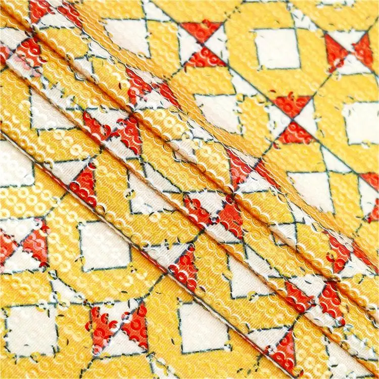 High Quality Fashion Sparkle Shiny Knitted 95 Polyester 5 Spandex Digital Print Fabric