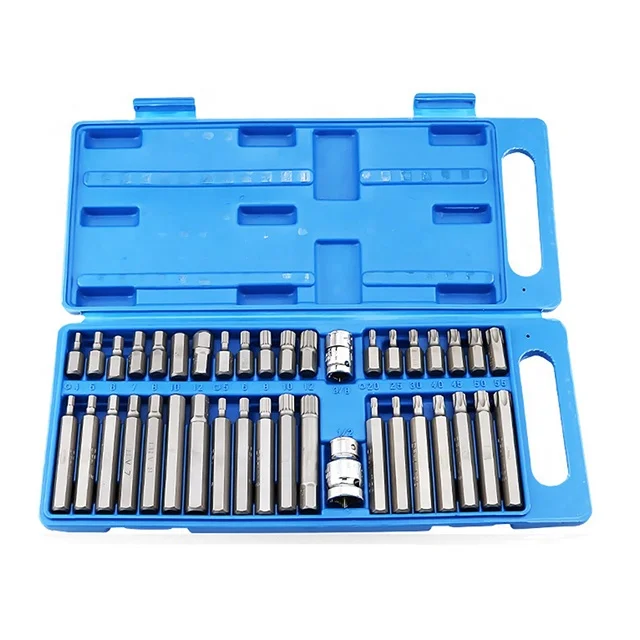 Hex torx spline impact socket bit set
