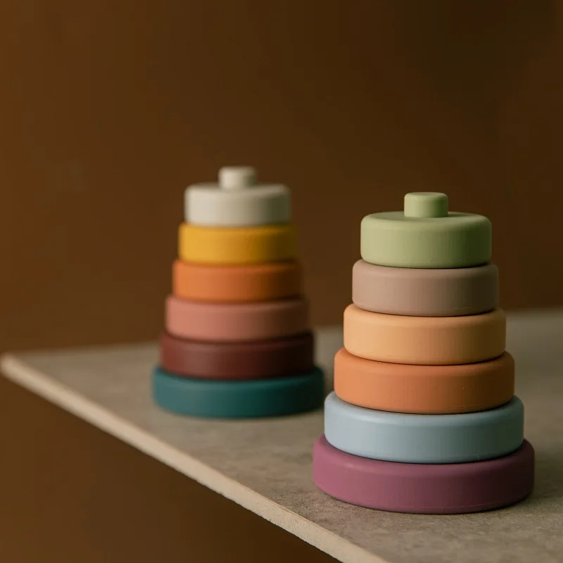 New popular baby silicone pile of toy teething educational safe stacking toys