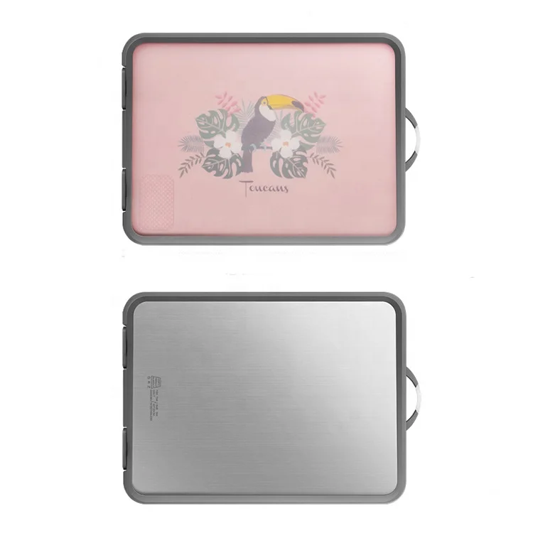 Double Sided Plastic and Metal 304 Stainless Steel Vegetable Meat 2 in 1 Chopping Board