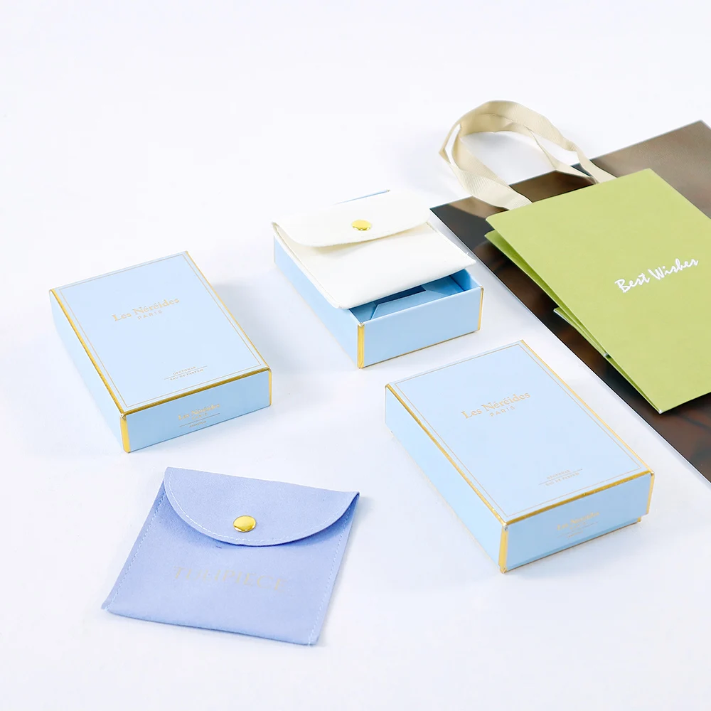 Recyclable Paper Gift Cardboard Box Bag Wholesale Ring Necklace Bangle Gift Packaging Custom Luxury Paper Drawer Jewelry Box