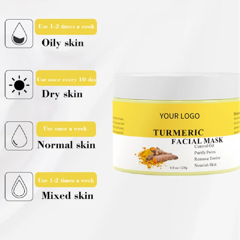 Private Label Brightening Cleansing Turmeric Face Mud Mask Facial Turmeric Mask