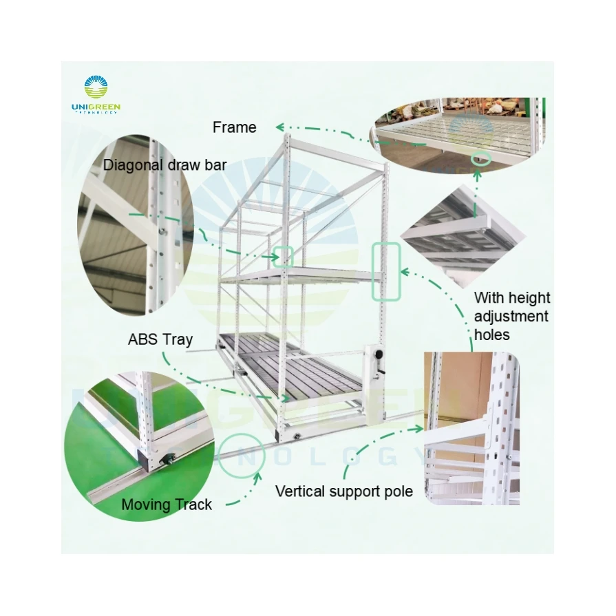 Multi Layer Grow Table 4x8 Greenhouse Farming Indoor Growing with Move Track Vertical Nursery Multi Layer Grow Benches With Tray