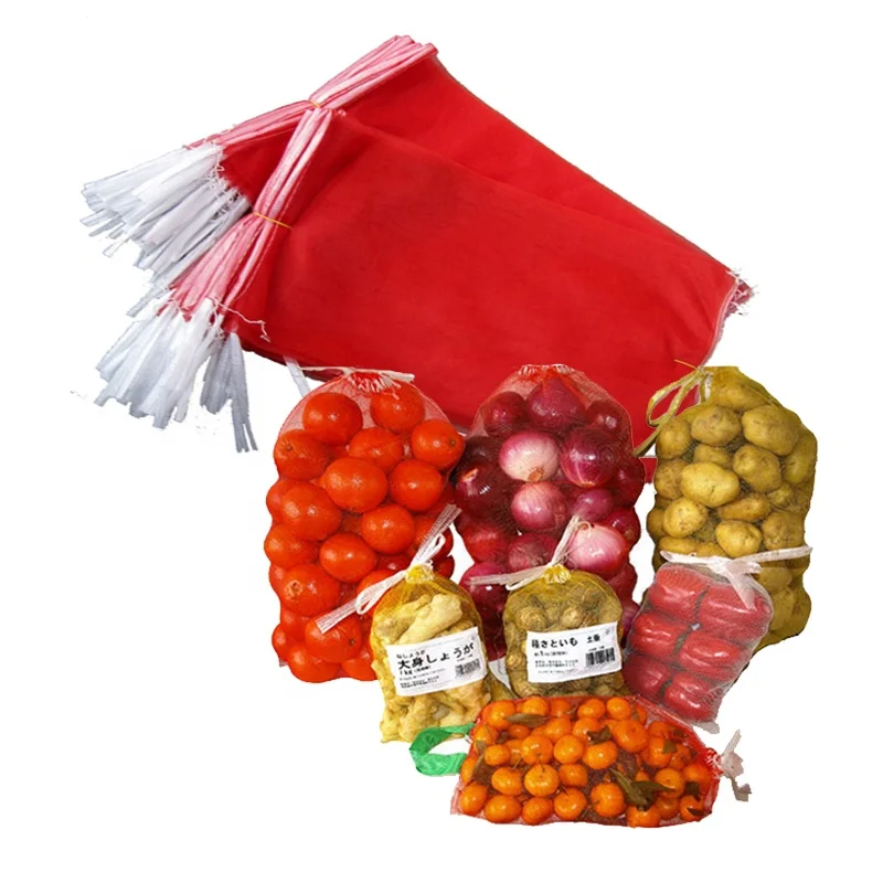 Reusable Mesh Fruit Bags Plastic Red Potato Net Bag for Onion