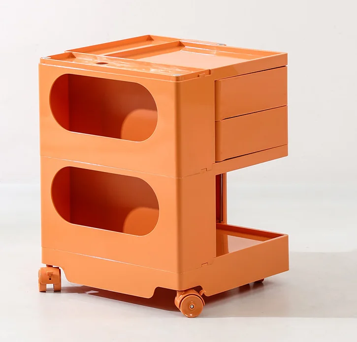 Multi-storage Rolling 2 Tier 2 Drawer Cart Storage Cabinet ABS Plastic Pink White Black  Storage Drawer Cart