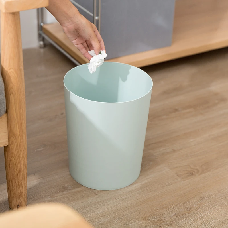 Round Large Open Top Trash Can Plastic Waste Bin Deskside Wastebasket Durable Garbage Can Recycling Bin for Bathroom Kitchen Bed