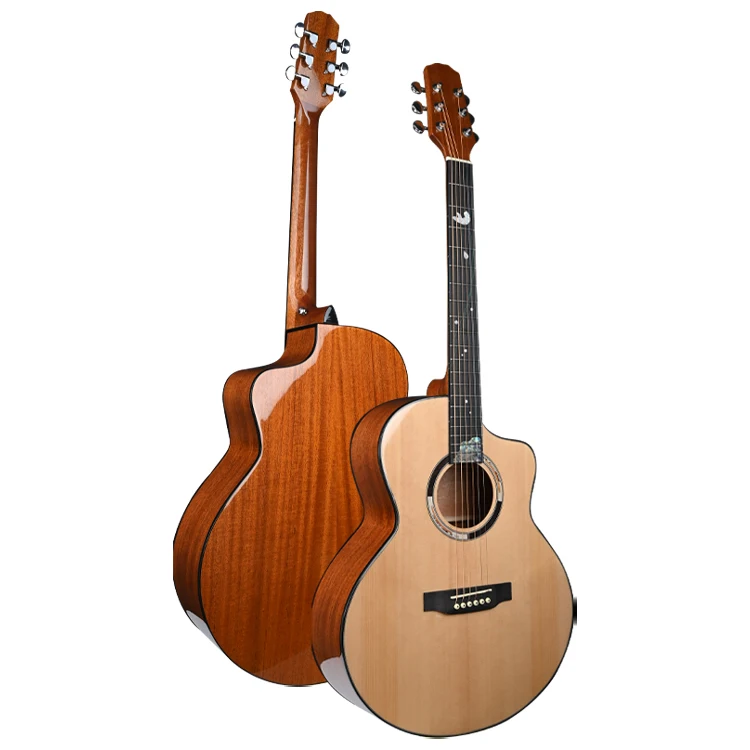 High Quality Factory Mahogany Back & Sides High Resonance Acoustic Jumbo Guitar