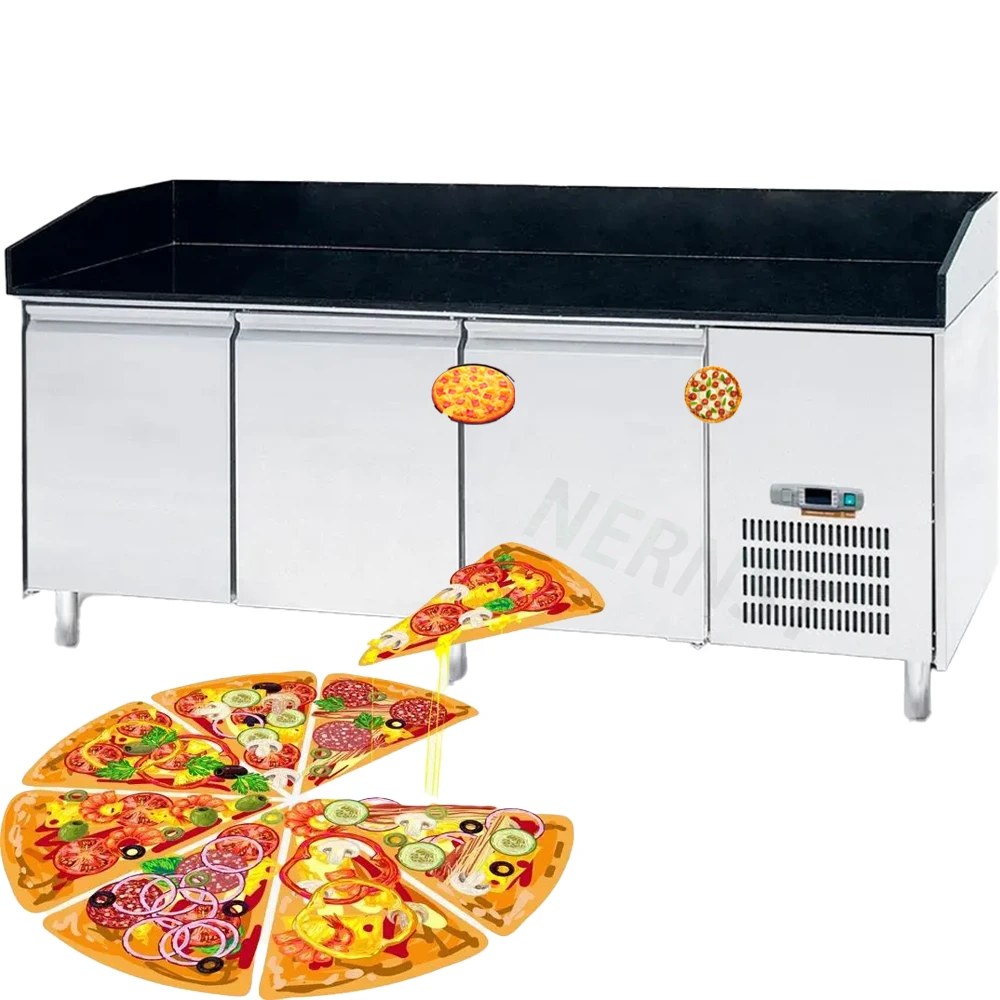 Hot Sales Wholesale 3 Doors Stainless Steel Refrigerated Pizza Work Table Commercial Counter Pizza Prep Table Refrigerator