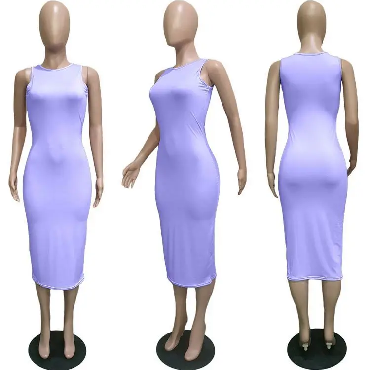 Summer Dress Sleeveless Pencil Sundress Bodycon Women Midi Dress Casual Dress