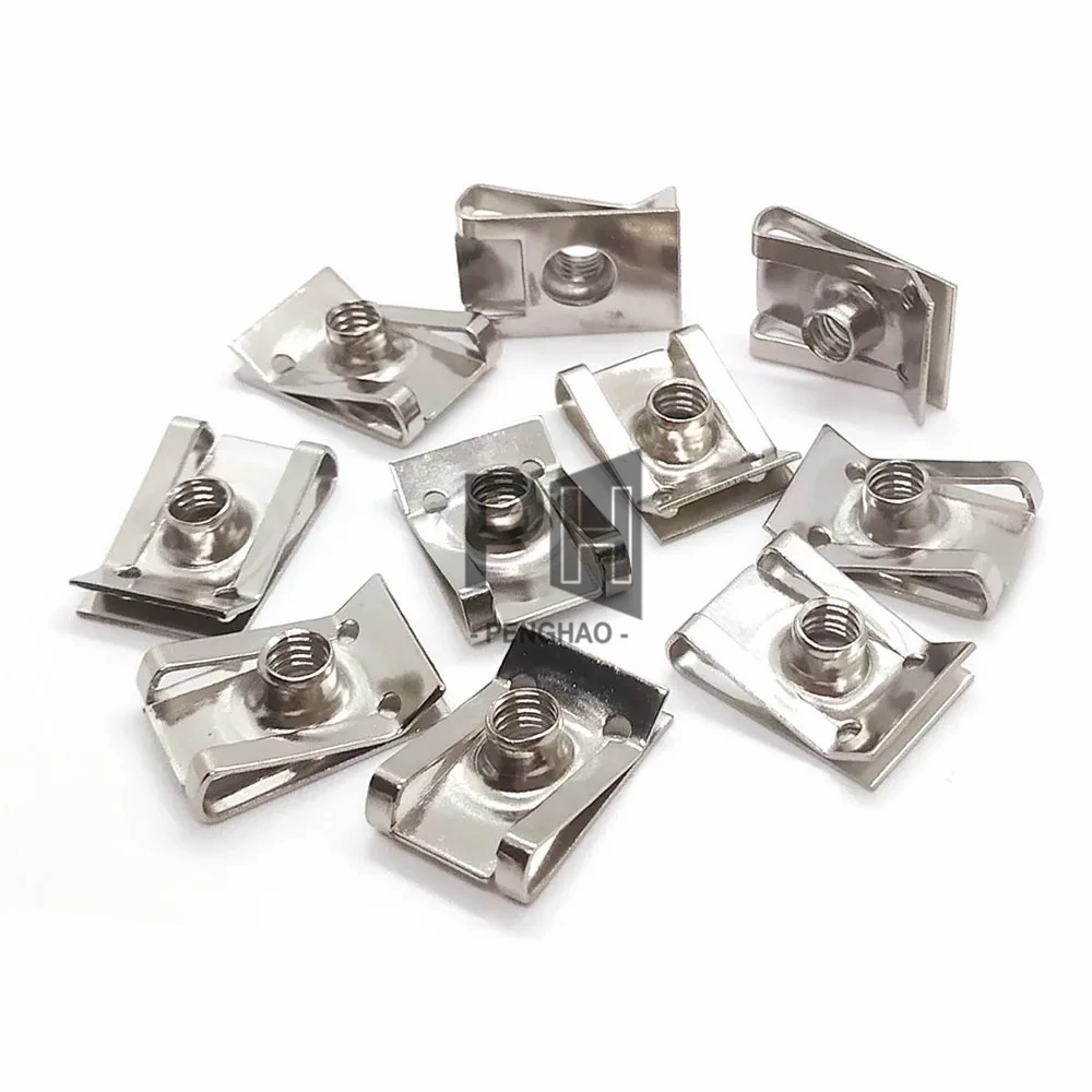 M6/M5/M4 Stainless Steel U Type Clips Thread 5mm 6mm 4mm Reed Nuts and Bolts Screws for Car Motorcycle Scooter ATV Clip Nuts