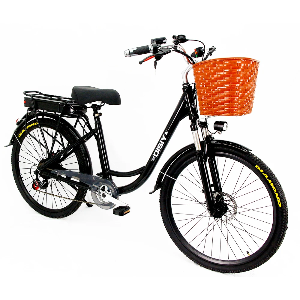DISIYUAN Belt Drive Rad Runner Electric City Bike Electric Bicycle 26inch Old Electronic Steel Lithium Battery 48V 7 Speed 10 AH