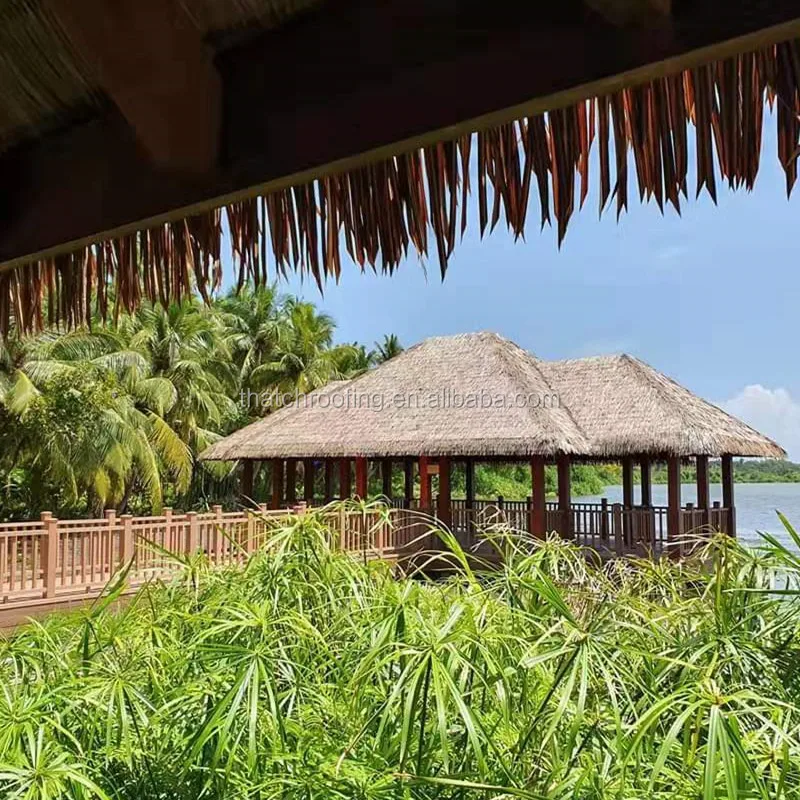 Synthetic plastic artificial thatch and palm leaves roof for gacebo roof material