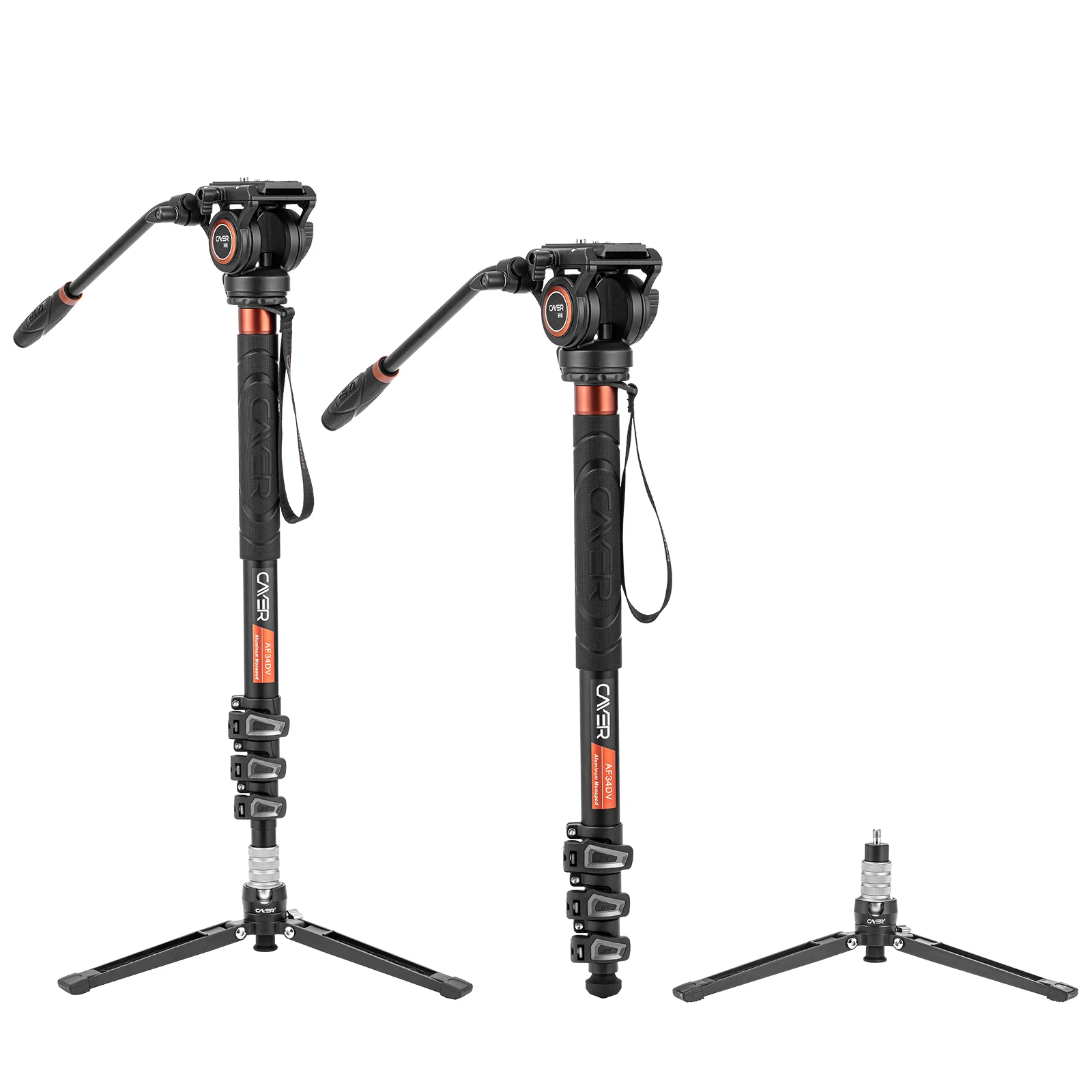 Cayer AF34DVH6 Professional Camera Monopod with Fluid Head and Carry Bag,  3-in-1 Mini Tripod and Hiking Trekking Pole Function