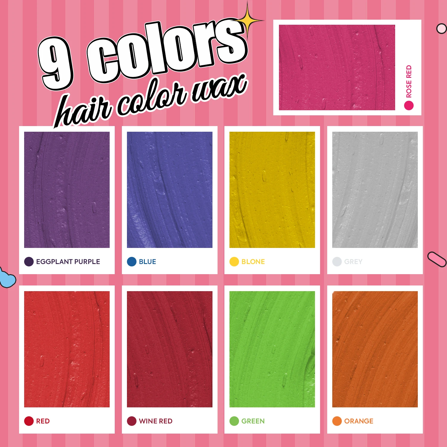 Hair Color Cream 9 Colors Temporary Hair Color Wax Blue Purple Pink Green Color Wax Instant Hair Dye Cream for DIY Hairstyle