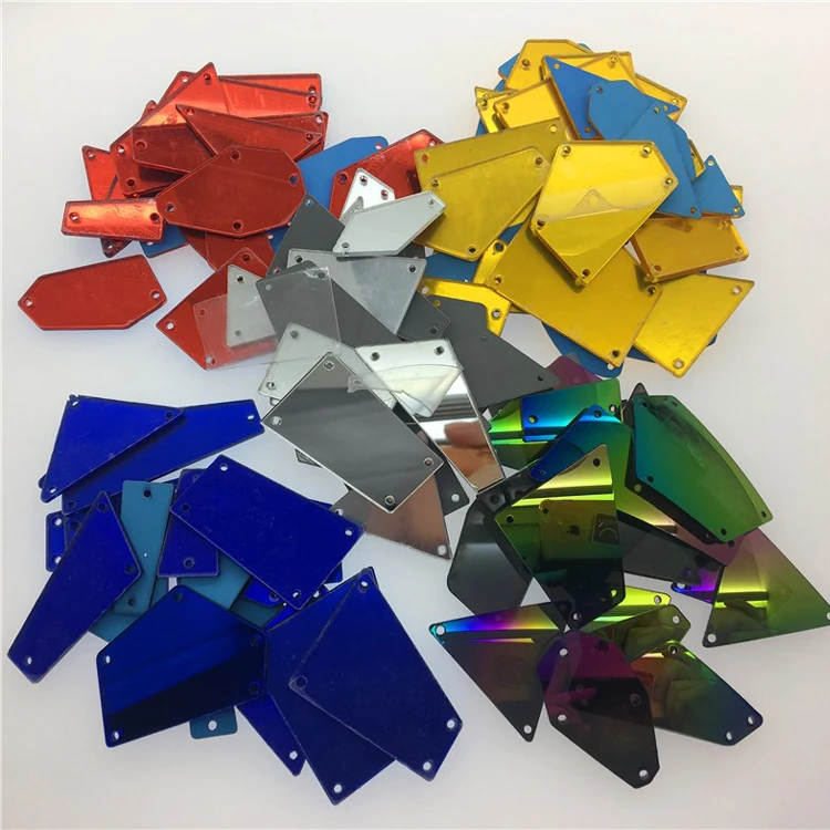 Mixed Shape Flat Back Acrylic Mirror Stones Sew On Mirror Stone