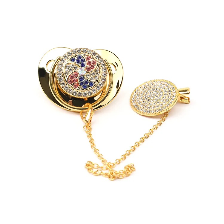 2024 fully-drilled New Baby Pacifier Rose Gold Bling Teether BPA Free Newborn Silicone Pacifier Baby Soother Nipple wholesale
