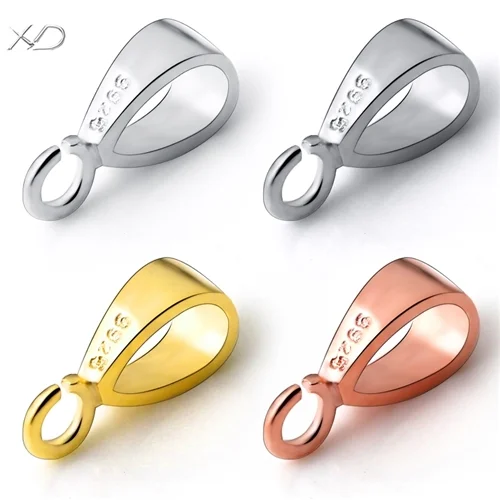 XD P541 925 sterling silver cz stones drop clasp earring pinch bails Silver melon seed button