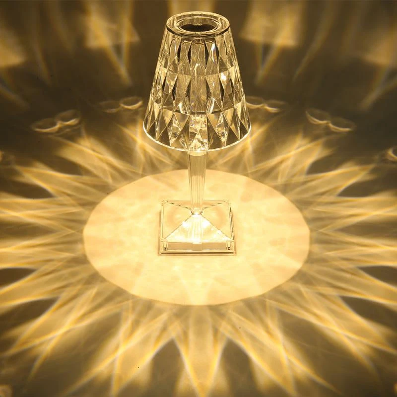 Diamond Table Lamps for Bedroom Touch Sensor Led Charging Desk Lamp Bar Restaurant Nightstand Light Fixture Bedside Night Lights