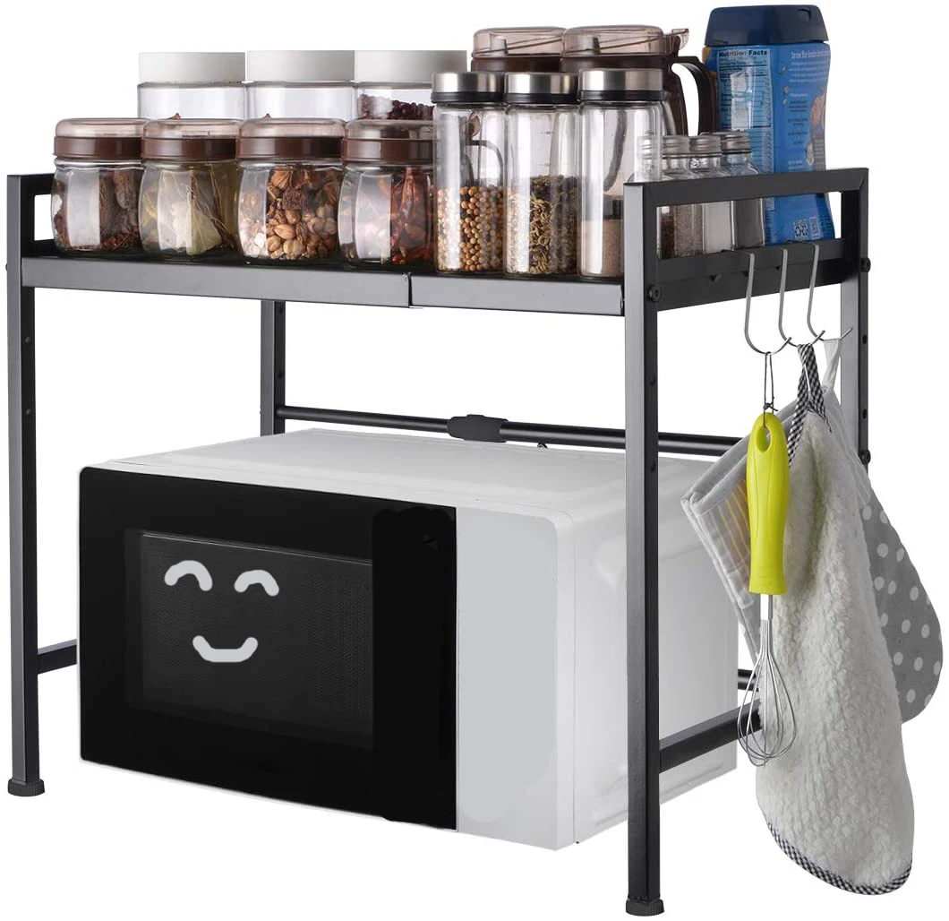 2021 Hot Sell Multi-layer Adjustable Microwave Oven Rack Storage Shelf Organizer Holder For Tableware Stand Home Office Shelf
