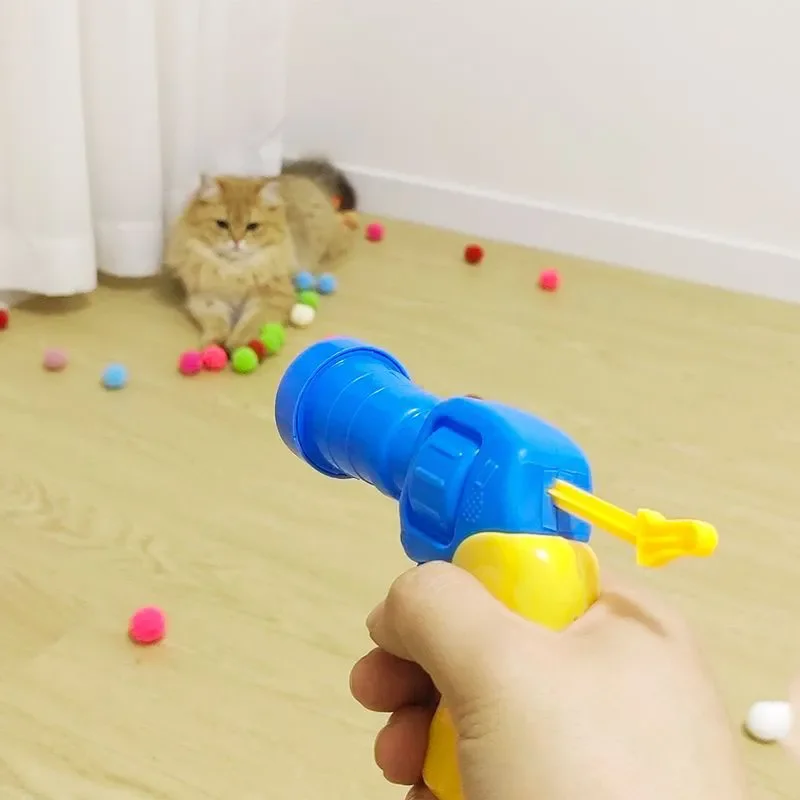 Interactive Launch Training Cat Toys Creative Dog Training Toys Kitten Mini Pompoms Games Stretch Plush Ball Toy Cat Products