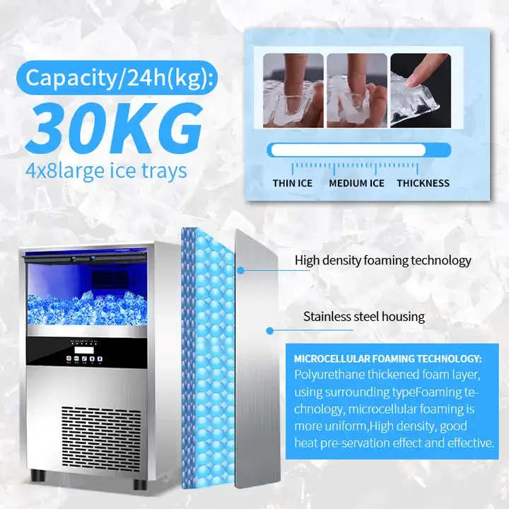 GQ MK-30 Commercial 30kg output Ice Cube Ice Block Making Machine Ice block Maker Equipment (CE certificate)