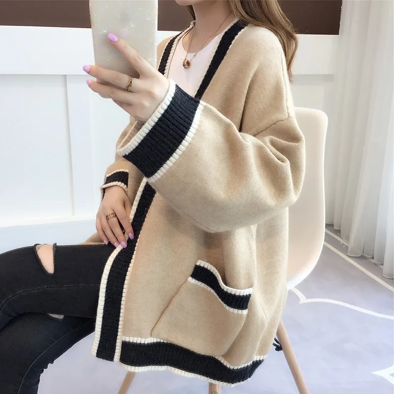 2024 Custom Ladies Sweater Knit Tops Fashion Classic V Neck Long Sleeve Cardigan Sweater With Buttons