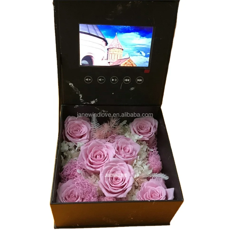 Lcd video rose box Video lcd flower box Gift box with lcd screen