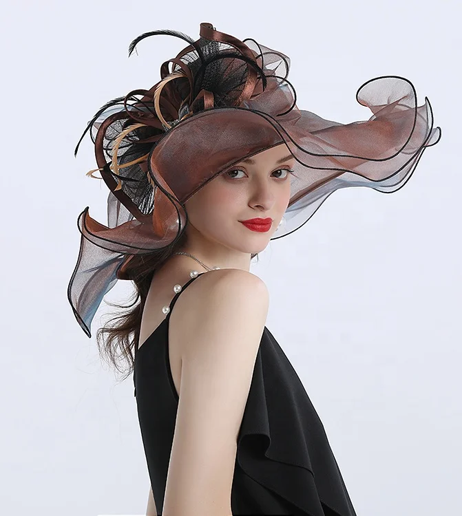 2022 Decoration new design pretty female Kentucky derby church hats organza party hats horse racing hats