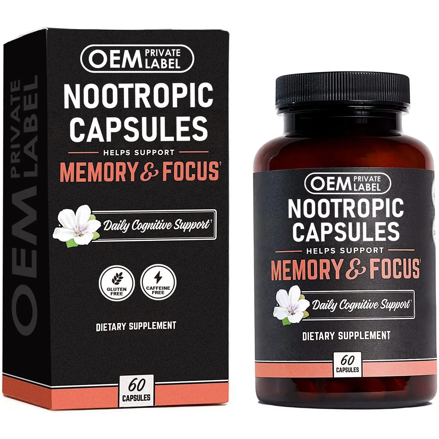 Brain Supplement Alpha GPC,Nootropic Capsules L Theanine & Bacopa Monnieri Focus Concentration Improve Memory Nootropics Brain