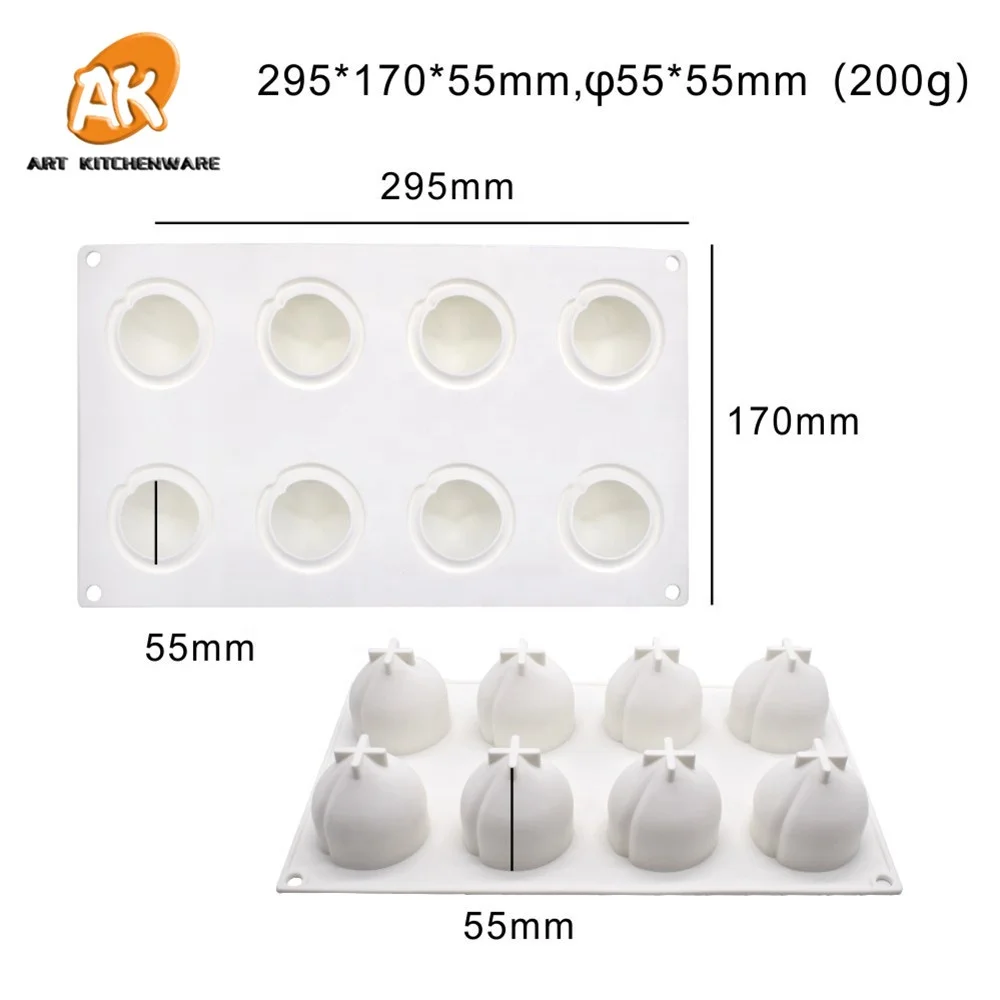 AK 8cavities Peach Shaped Silicone Mousse Cake Molds for Bakery Kitchenware Pastry Baking Tools Chocolate Mold MC-128
