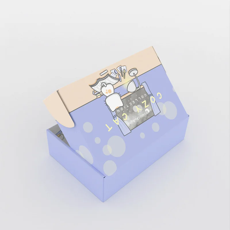 Foldable blue cartoon digital electronic product packaging box wholesale custom printing corrugated color boxes