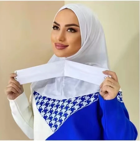 2022  High Quality Newest Design Scarf  Muslim Elastic Tie Back Button Modal Cotton Jersey Hijab For Women Summer Shawls