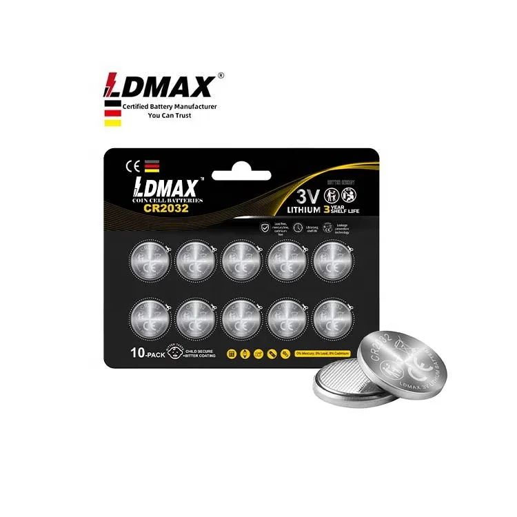 Wholesale LDMAX CR2032 Coin Button Cell Battery 3V Lithium Manganese Batteries